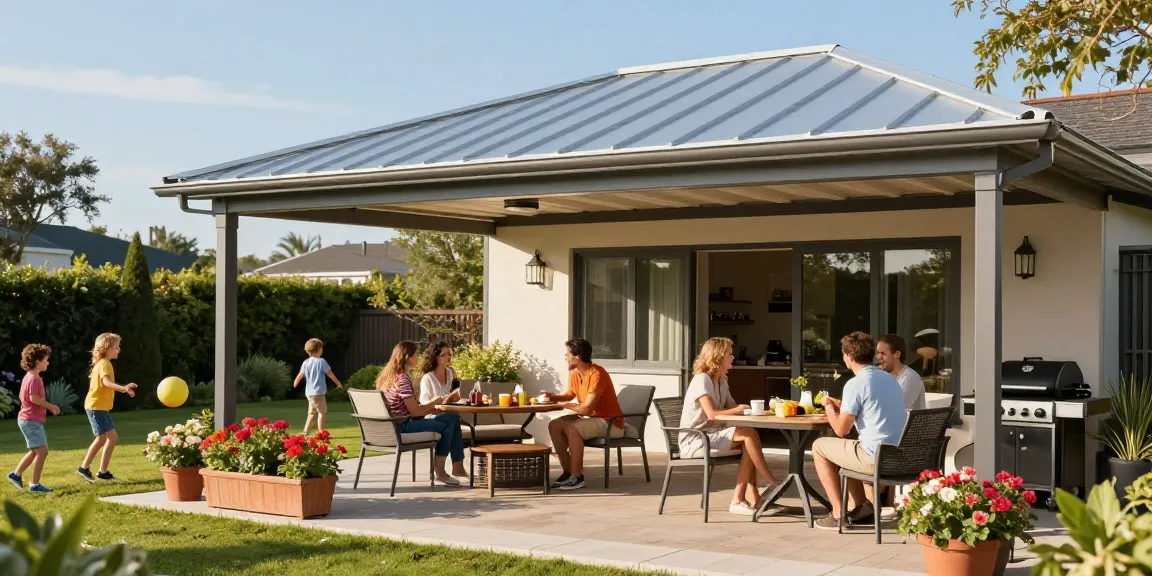 Terrassenüberdachung freistehend für gemütliche Familienzeit im Garten