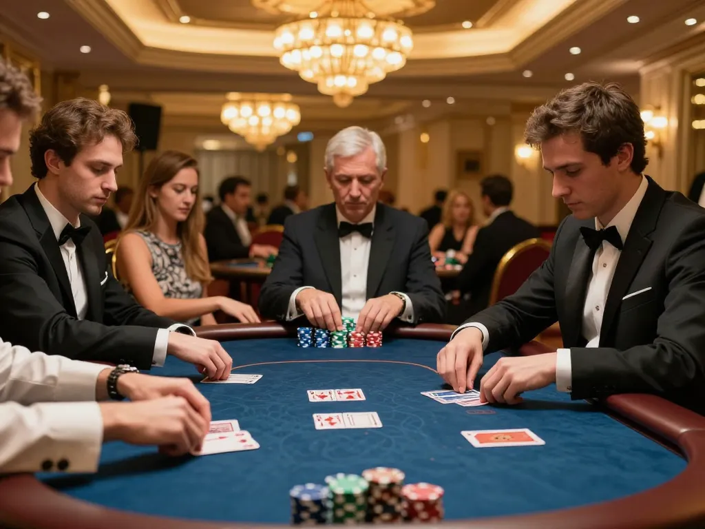 GO88 players engaging in high-stakes poker with elegant decor and strategic moves.
