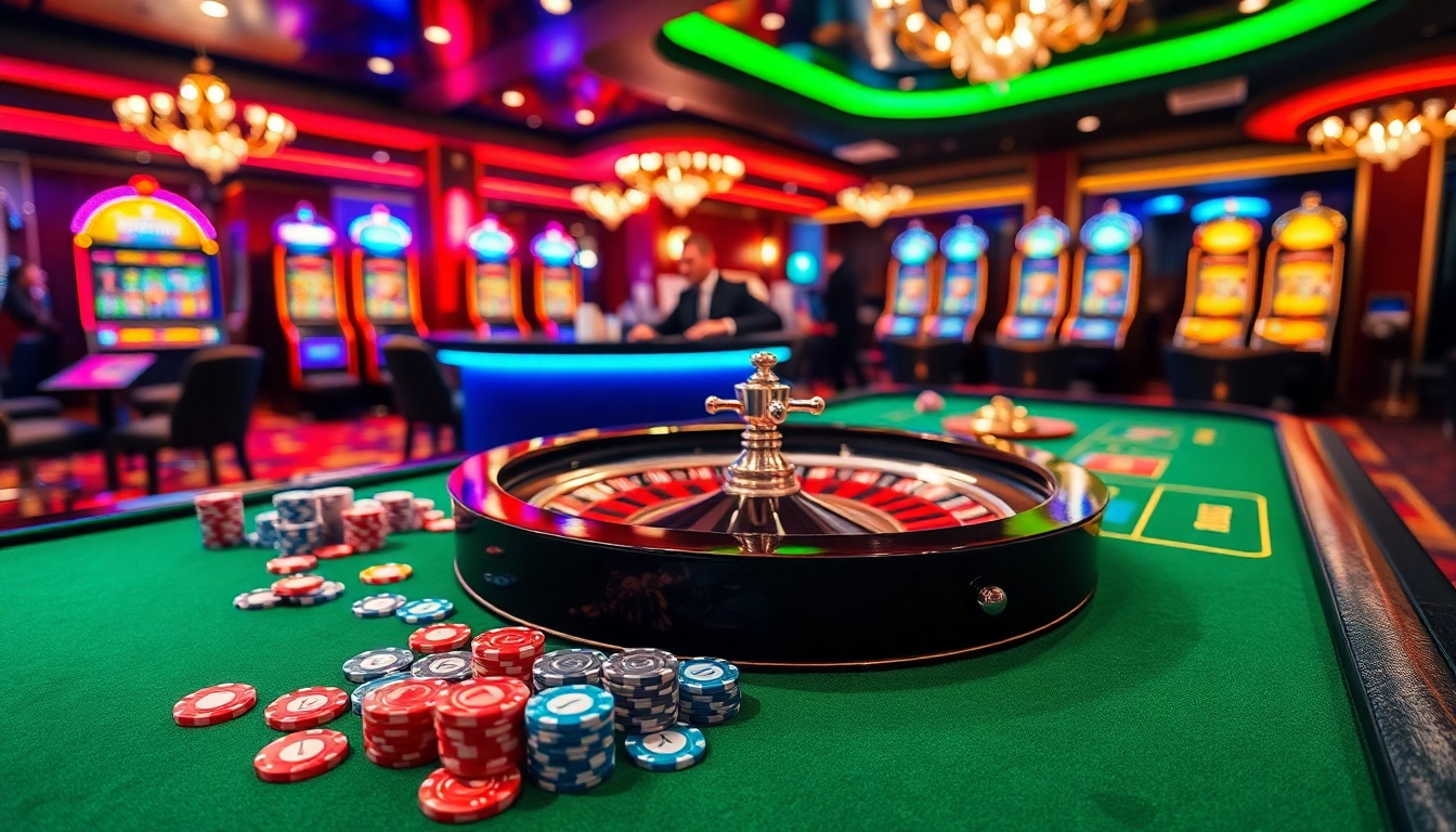 A skilled player engaging with a roulette table at เว็บ soibet, surrounded by colorful chips and a vibrant casino atmosphere.