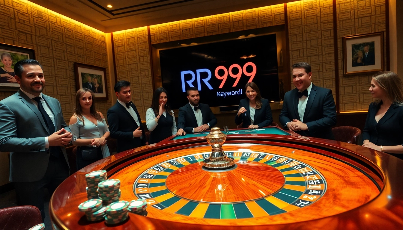 RR99 casino players enjoying the excitement at a vibrant roulette table.