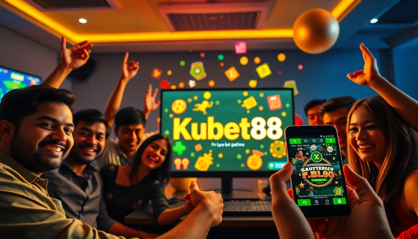 Khuyến Mãi Kubet88 – Ưu Đãi Vàng Dành Riêng Cho Thành Viên showcasing enthusiastic players celebrating wins online.