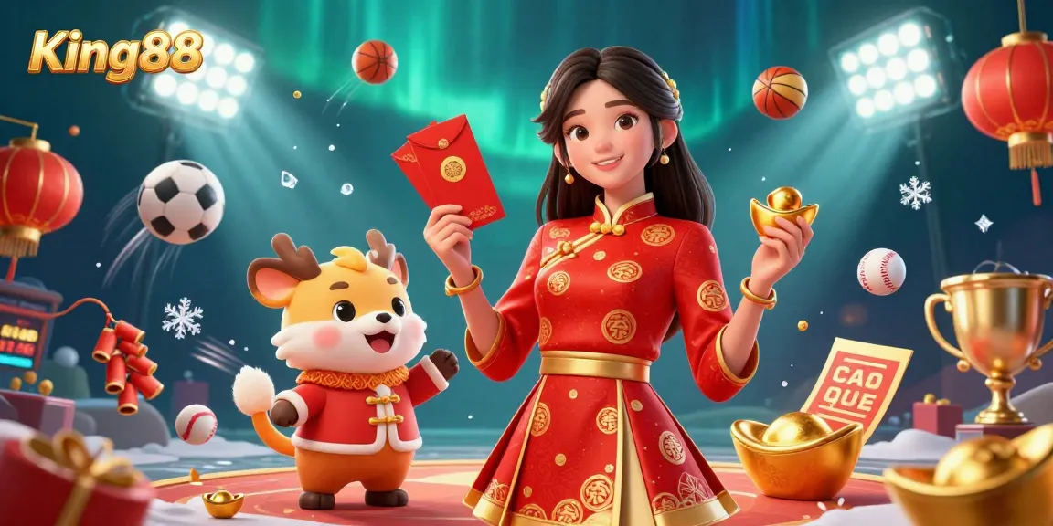 Engage with the excitement of King88 as you dive into this festive 3D casino experience filled with symbols of luck.