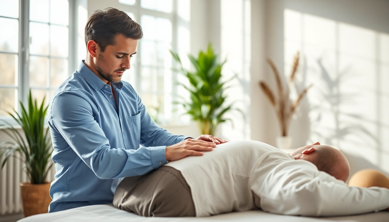Osteopathie Kiel: Therapeut behandelt Patient in ruhiger Klinik.