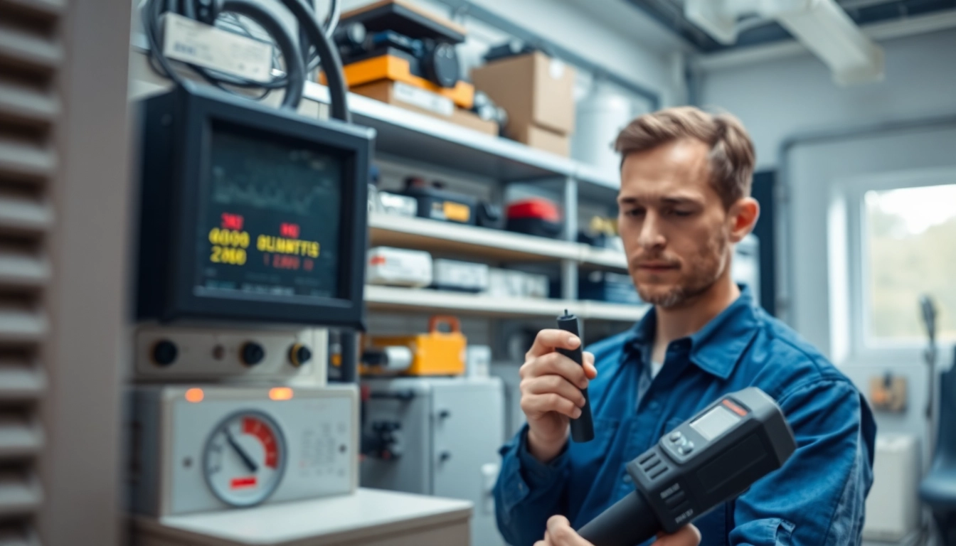 DGUV V3 Prüfung durch einen Techniker in einer professionellen Werkstatt.