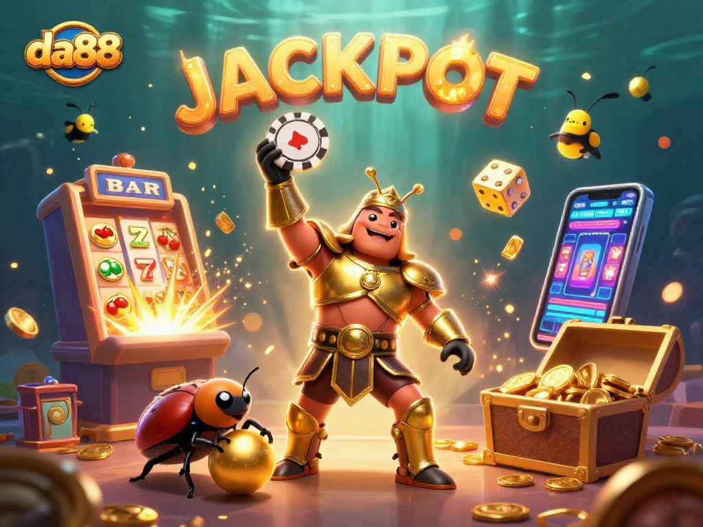 Experience the thrill of winning at da88 casino with 3D characters celebrating jackpot moments.