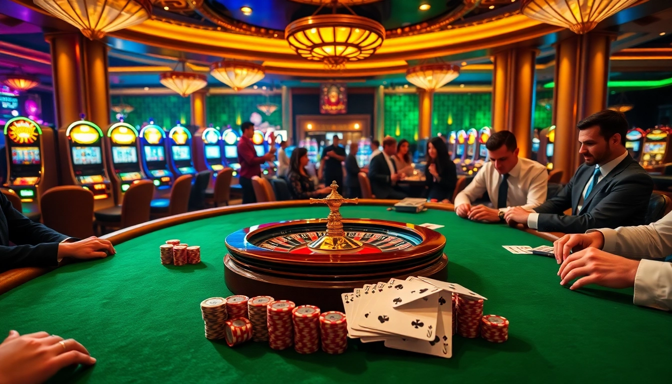 Engage in a vibrant roulette game at https://m98.uno/ with elegantly dressed players showcasing excitement.