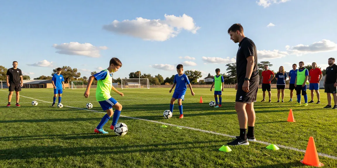 Training mit hochwertigen Fußbällen im Fußball Online Shop von Mantom auf dem grünen Feld.