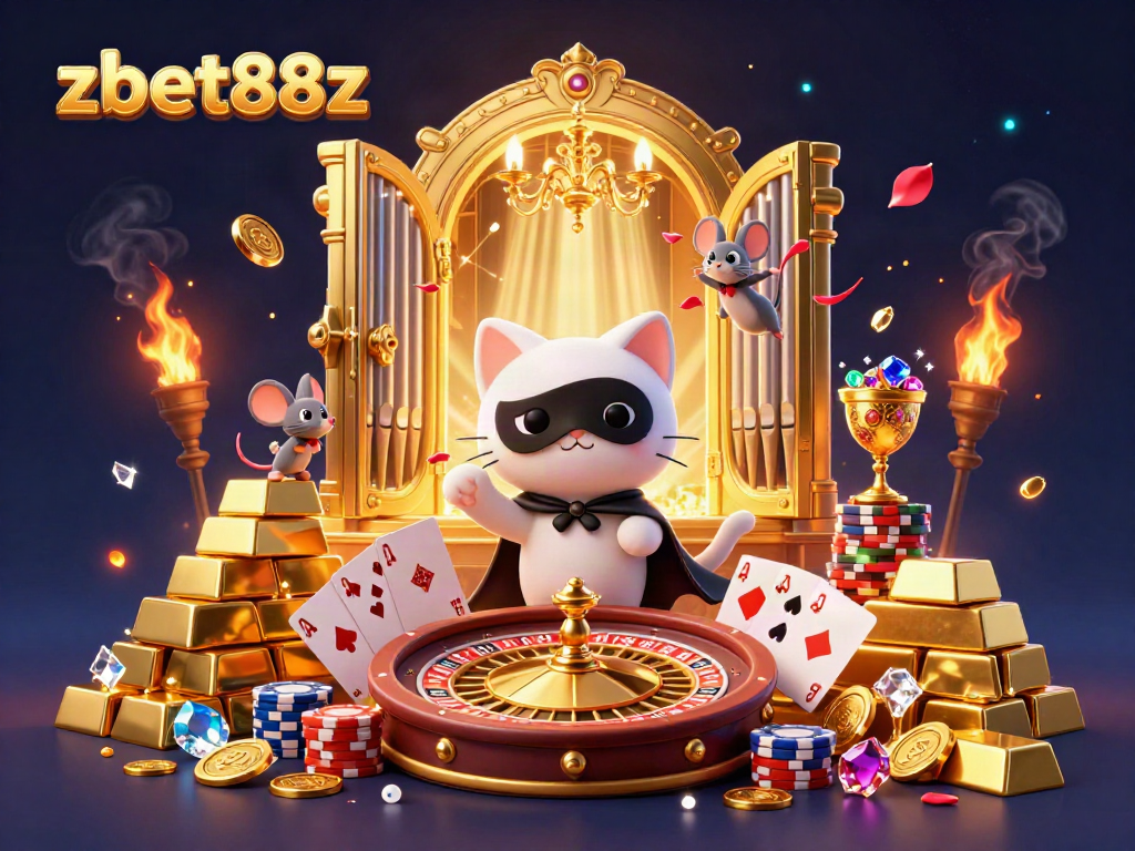 Engage in the excitement of zbet88z with a vibrant illustration capturing online casino themes, showcasing gaming elements and characters.