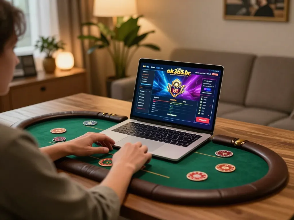 Person gaming online at https://ok365.br.com showcasing an exciting poker session.