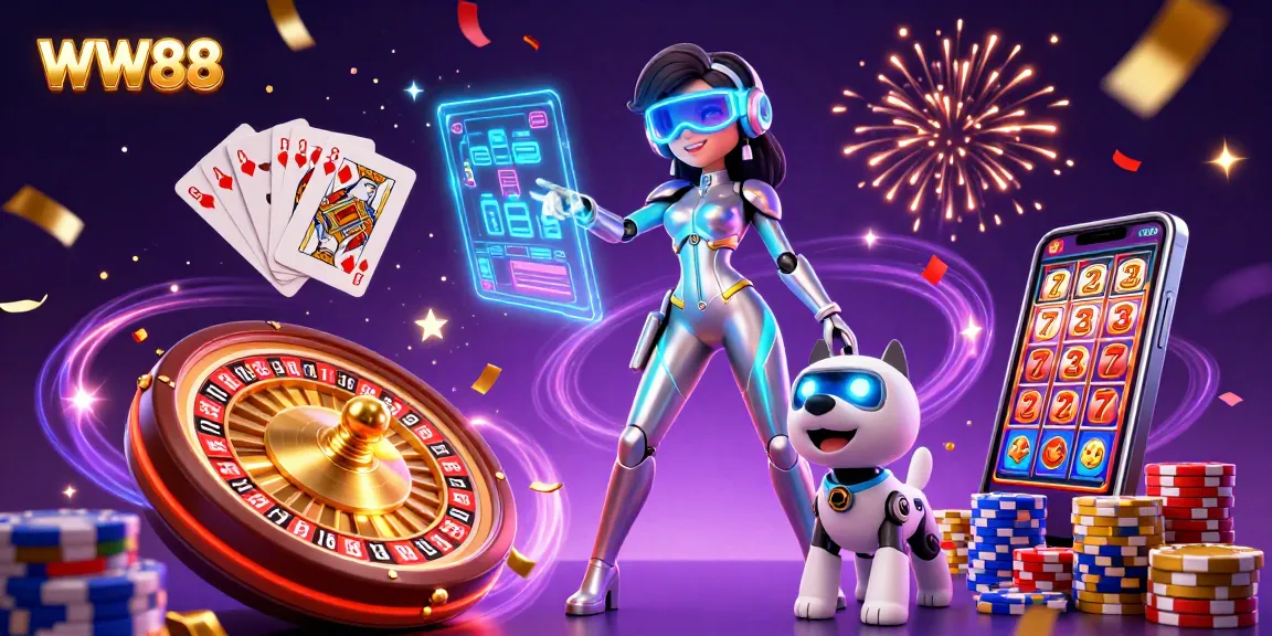 Experience the exhilaration of WW88 with vibrant gaming elements and a dynamic futuristic theme.