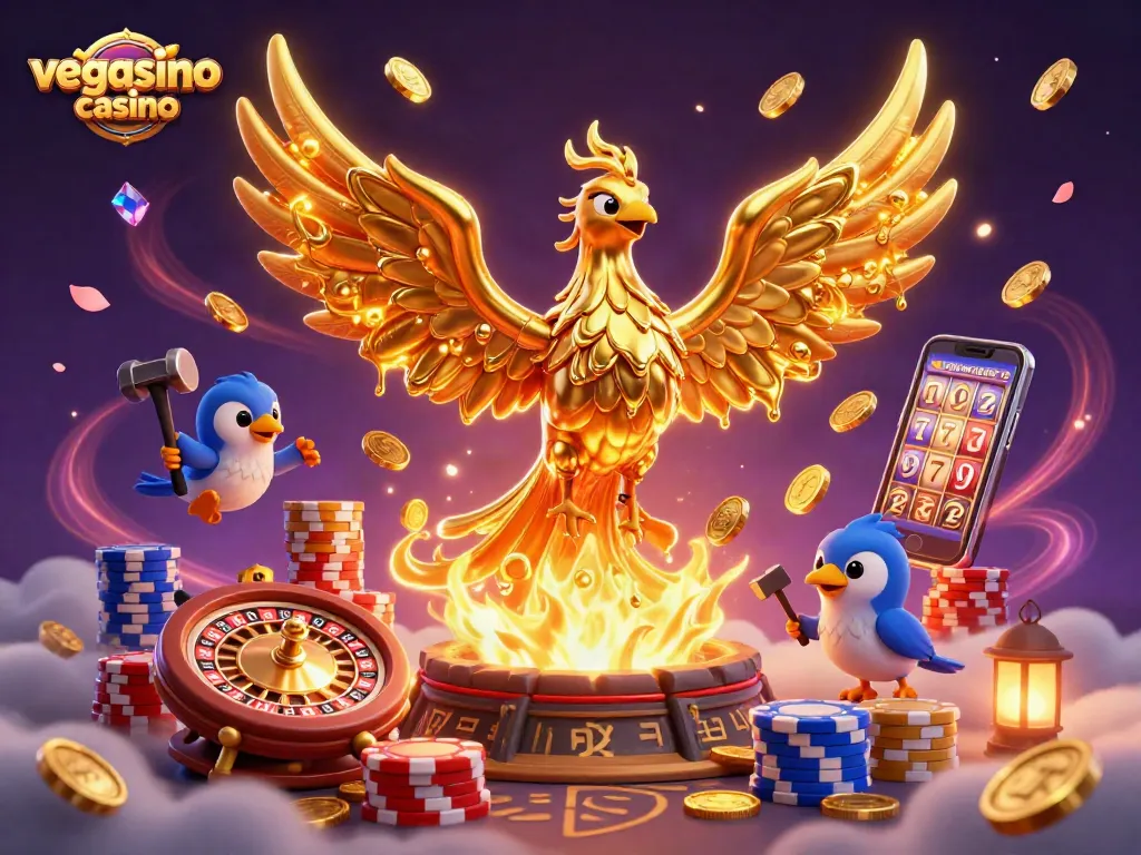 Experience the thrilling vegasino casino with vibrant gaming action featuring a mythical phoenix