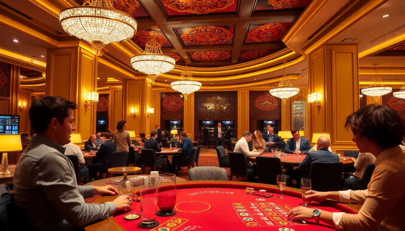 Erlebe spannendes Spielvergnügen im Casino ohne Anmeldung mit glamourösem Ambiente und glücklichen Spielern.