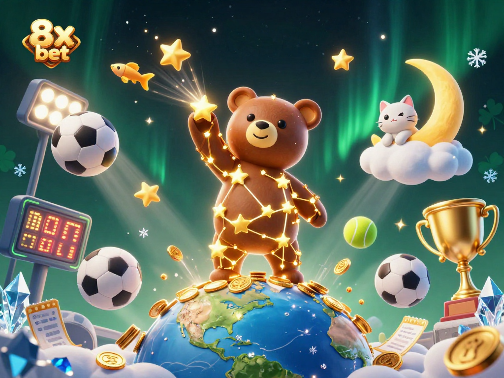 Engage with the 8x bet gaming scene, featuring vibrant characters and dynamic sports elements.