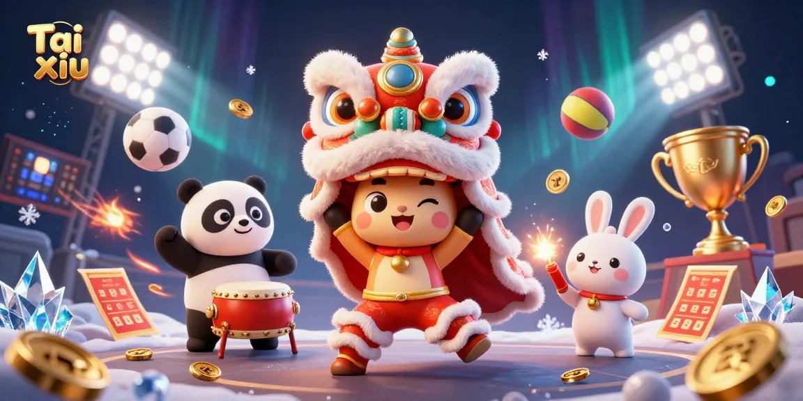 Win big with Tai xiu as characters celebrate with gold coins and festive symbols in an exciting game atmosphere.