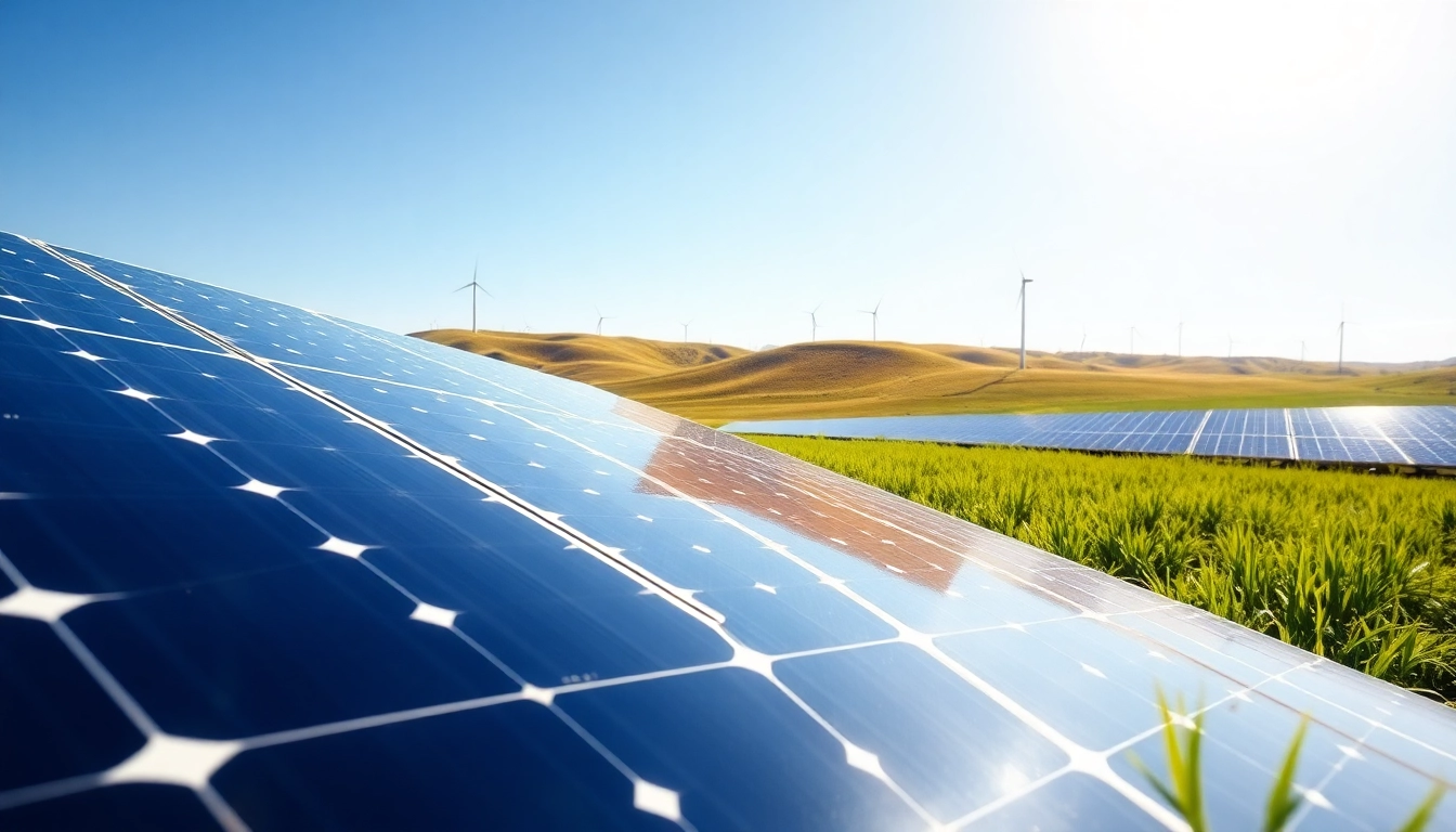 Steigern Sie Ihre Photovoltaik Leads mit modernen Solaranlagen in einer sonnigen Landschaft.