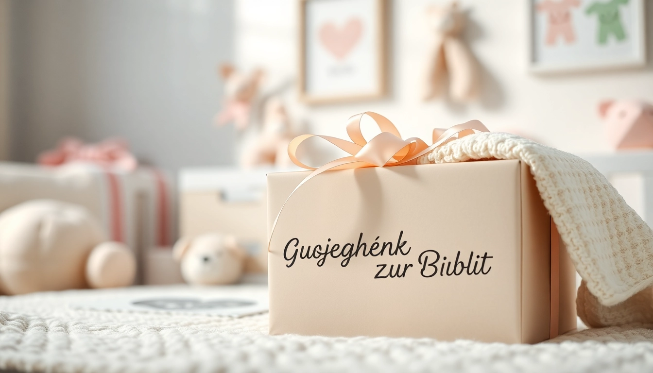 Geschenk zur Geburt - liebevoll verpacktes Geschenk mit Babydecke und Spielzeug.