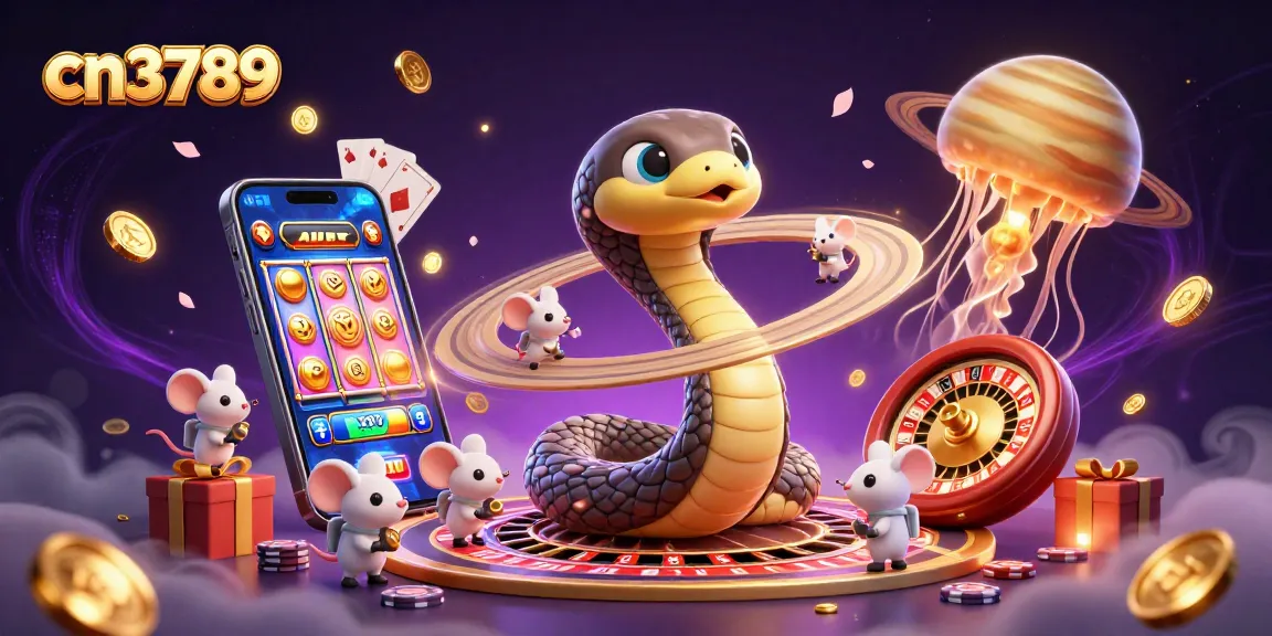 Engage with cn3789's thrilling cosmic casino adventure featuring playful astronaut mice and a roulette-inspired snake.
