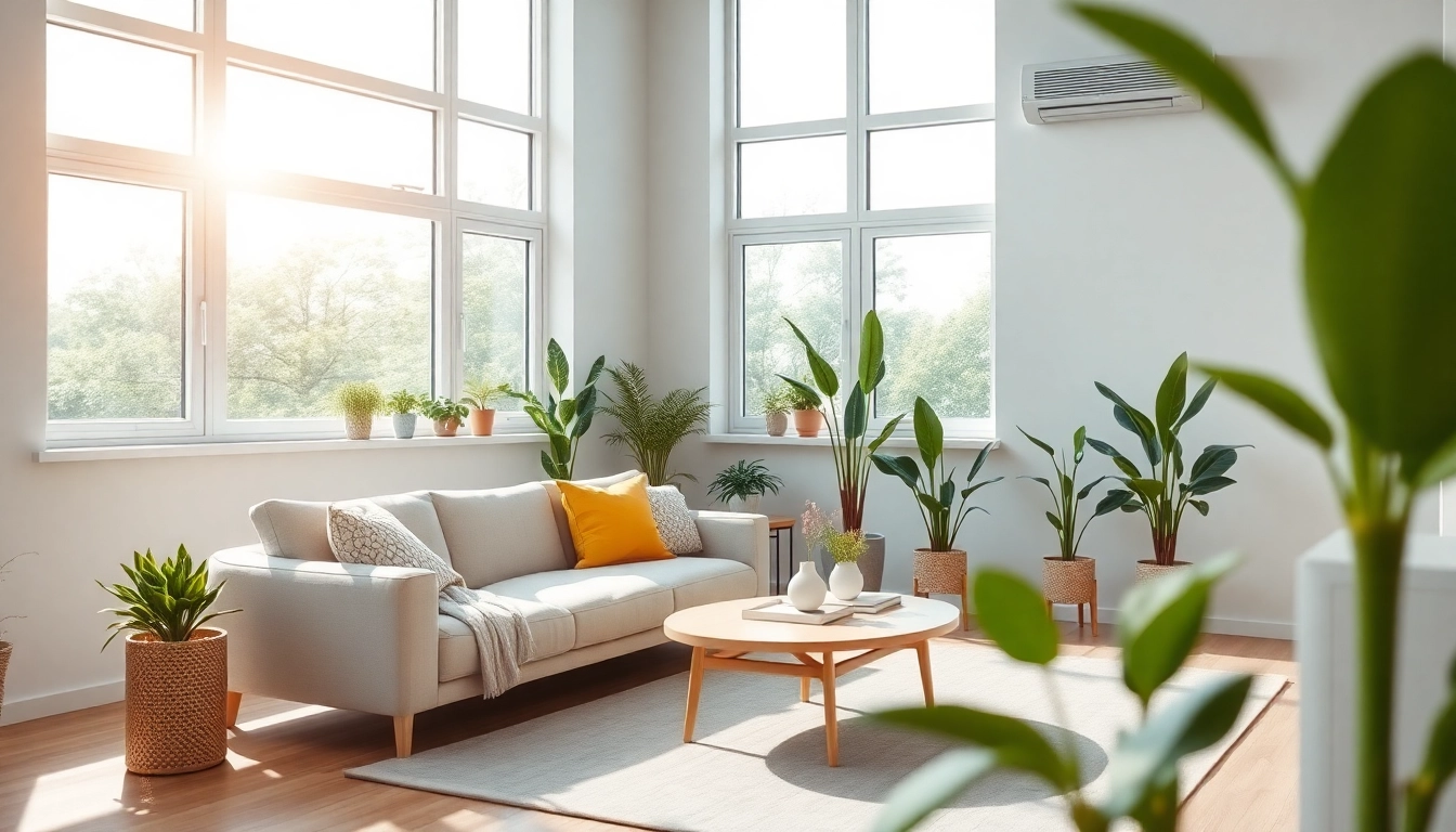 Enhance your comfort by Klimaanlagen kaufen with an energy-efficient unit in a stylish living room.