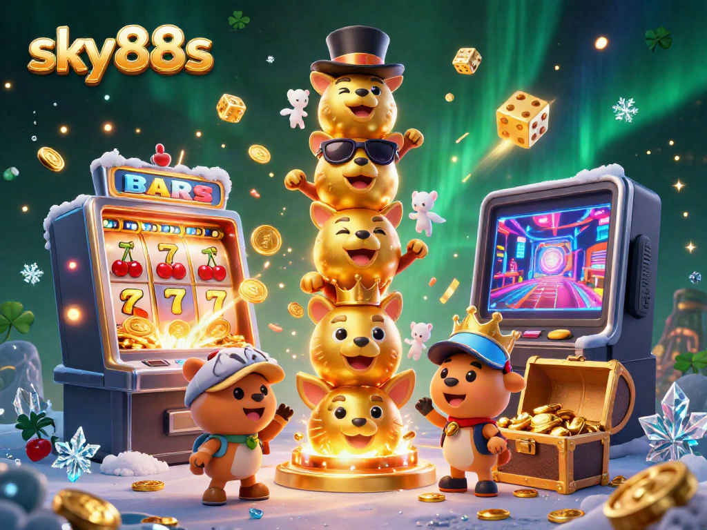 Experience exciting gameplay at sky88s with a dynamic 3D slot machine and animated totem pole.