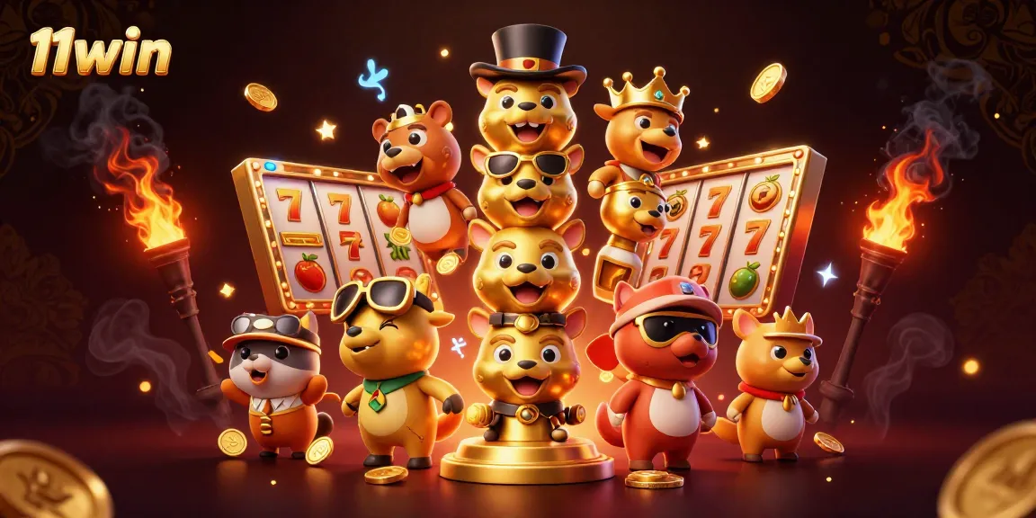 Experience the excitement of playing at 11win, surrounded by vibrant casino-themed elements.