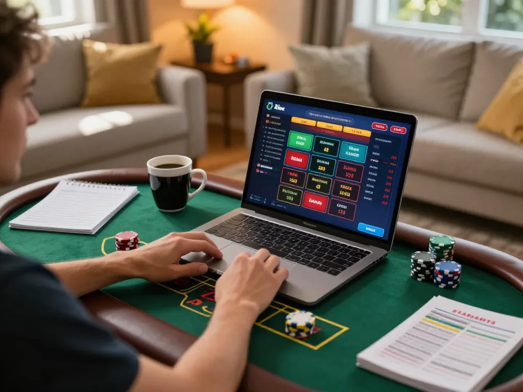 Engaged player using uu88 for an online casino blackjack game at home, enhancing gameplay strategy