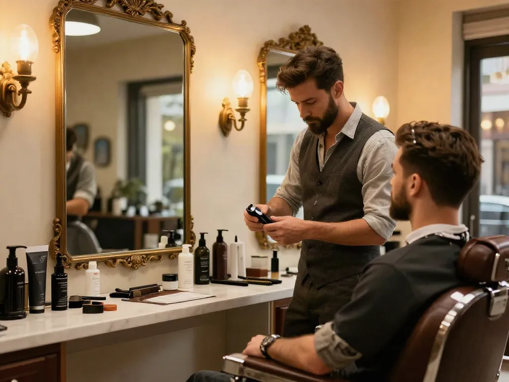 Laifen P3 Elektrorasierer bereit für die Anwendung im stilvollen Barbershop.