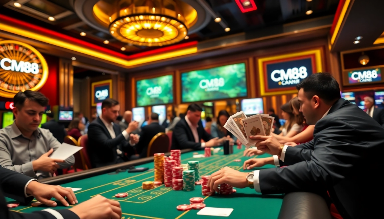 Experience thrilling gameplay at CM88 with intense poker action and luxurious casino vibes.