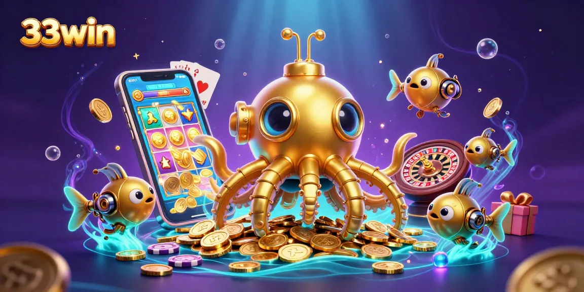 Experience the thrill of gambling with 33win as you dive into a colorful slot game amidst golden treasures.