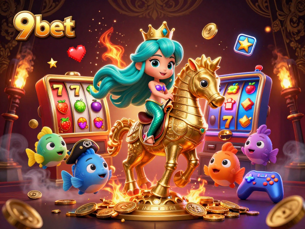 Experience the thrill of 9bet with vibrant slot machines and a magical underwater adventure.