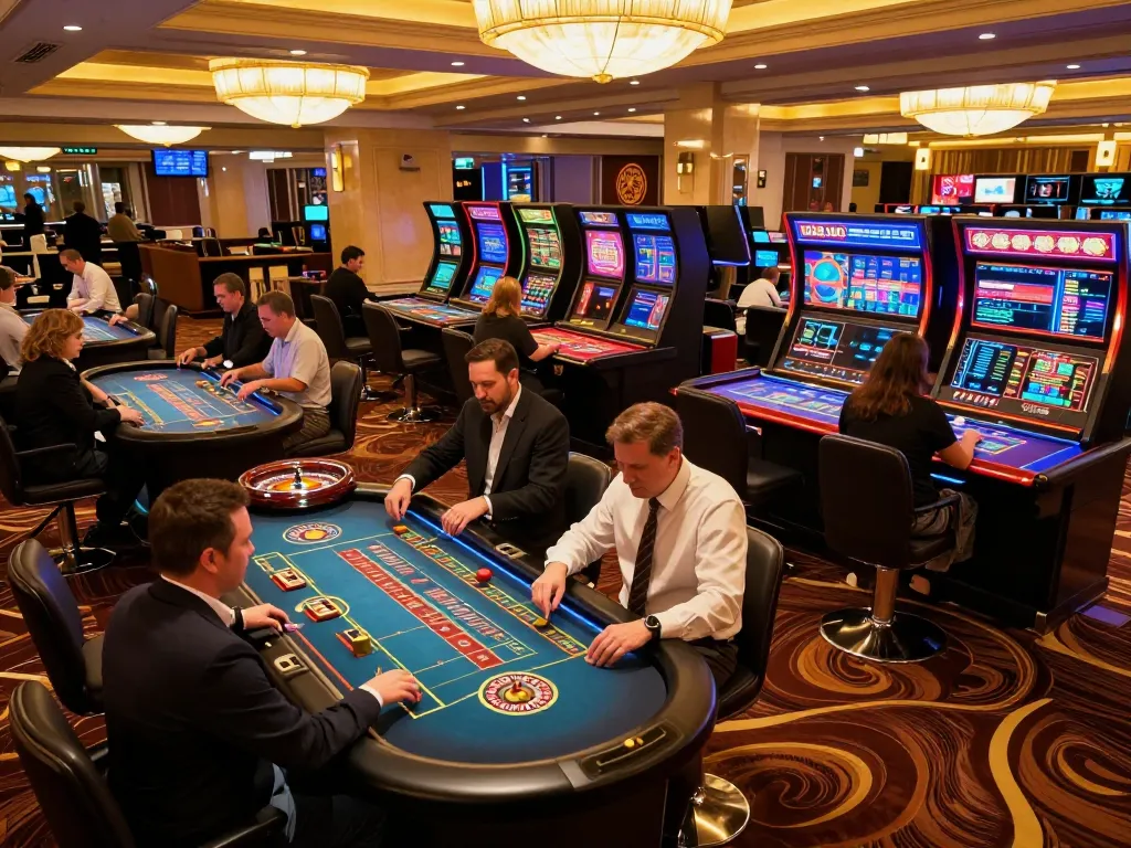 KJC players enjoying competitive gameplay at a vibrant casino table with a roulette wheel.