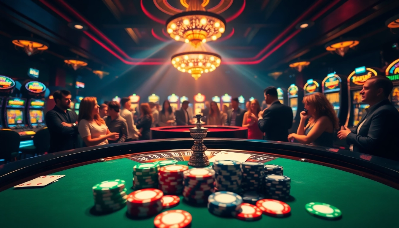 Players enjoying gambling excitement at open88.com with vibrant casino elements.