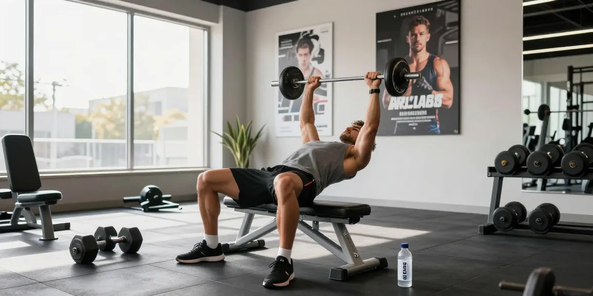 Akra Labs Steroid Shop: Fitnessbegeisterter hebt Gewichte in modernem Fitnessstudio.