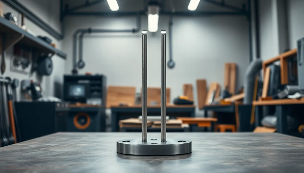 Entdecken Sie den hochwertigen Edelstahl-Abstandhalter von abstandshalter.com, perfekt platziert in einer modernen Werkstatt.