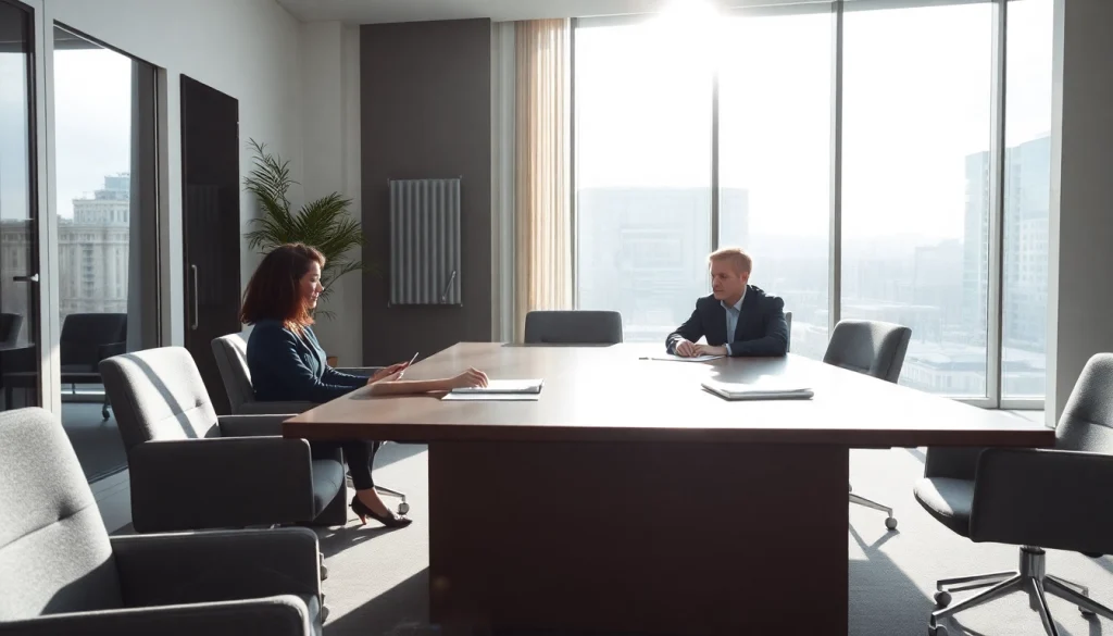 Headhunter Nürnberg in einem eleganten Büro, der Bewerbungen durchsieht.