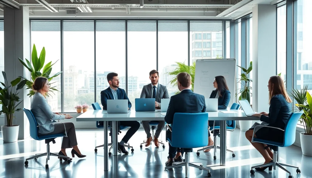 Professionelle Headhunter Agentur im modernen Büro bei der Zusammenarbeit.