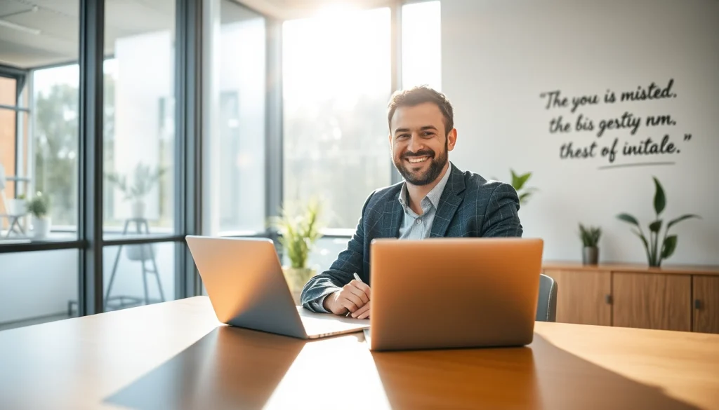 Professioneller Headhunter Wiesbaden arbeitet konzentriert an einem Laptop in einem modernen Büro mit Tageslicht.