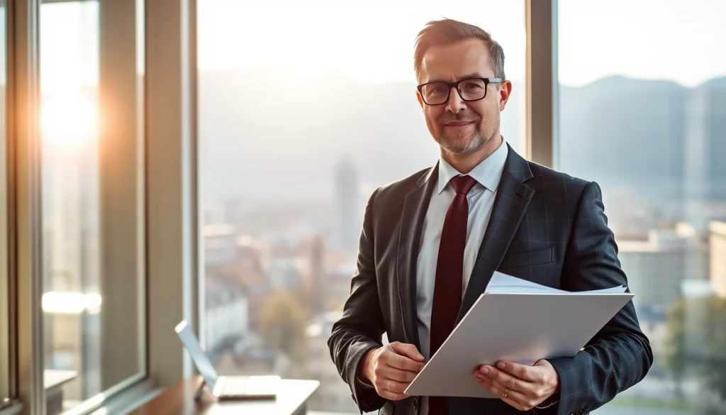 Headhunter Schweiz bei der Arbeit in einem modernen Büro, während er Kandidaten analysiert.