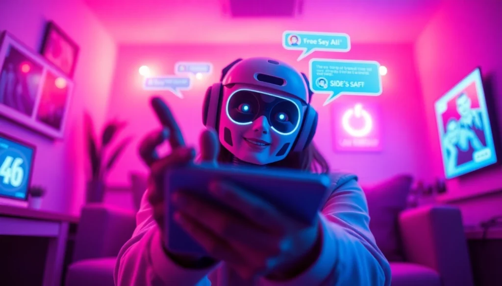 Interactive chatbot interface showcasing vibrant free sex AI interactions