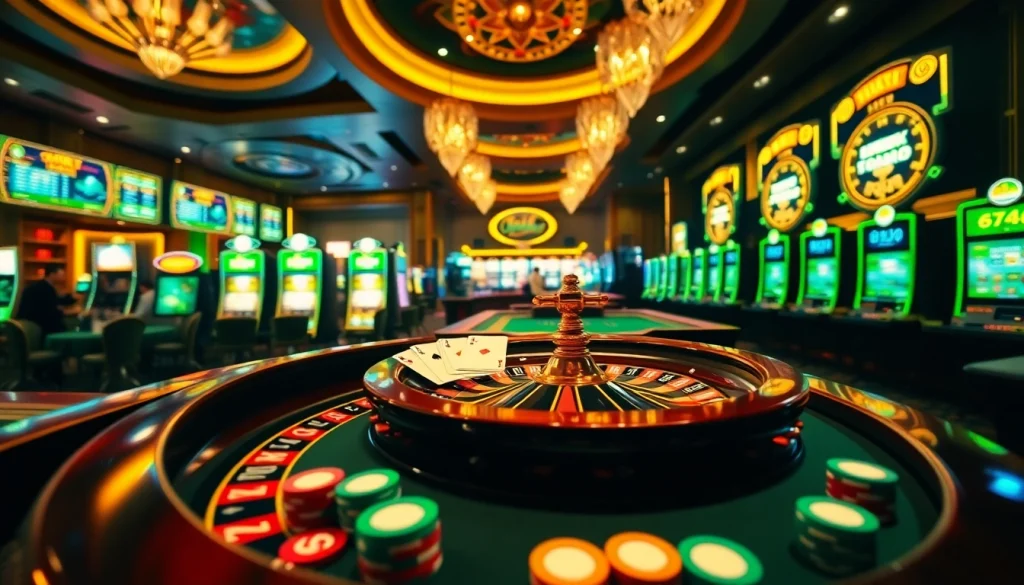 Experience the thrill of 667bet with a vibrant online casino scene featuring roulette tables and poker cards.