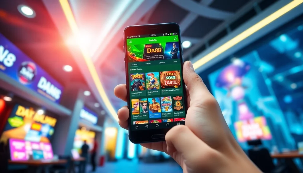 Experience the excitement of Tải App Da88 with a modern mobile interface showcasing vibrant gaming options.