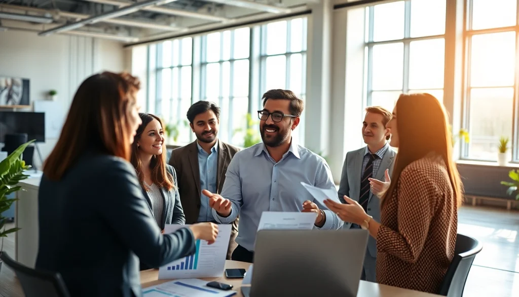 Headhunter IT berät Kandidaten in einem modernen Büro über Karrieremöglichkeiten.