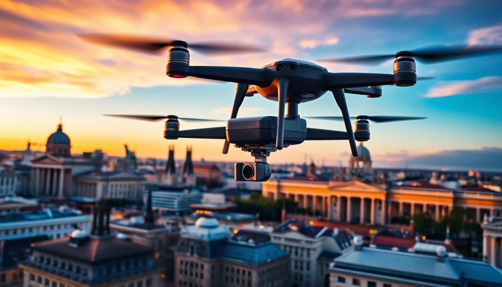 Drohnenvideos Berlin zeigen beeindruckende Luftaufnahmen von Berlins ikonischer Skyline.