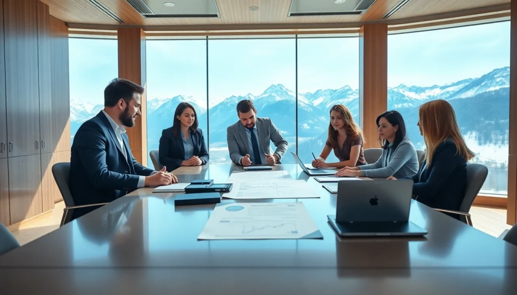 Professioneller Headhunter Schweiz bei der strategischen Zusammenarbeit in einem modernen Büro.