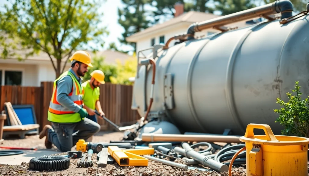 Preise Heizöltank Demontage: Fachleute demontieren einen Heizöltank in einem Wohnumfeld.