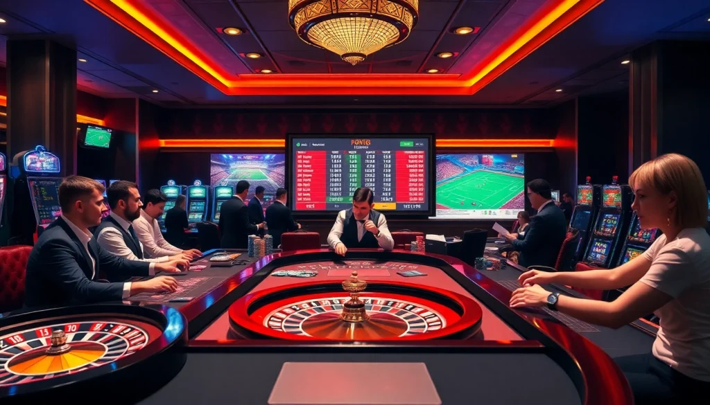 Betting excitement with tỷ lệ kèo bóng đá highlighted on a vibrant casino sports board.