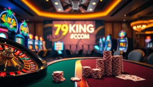 Exciting table games and slot machines showcasing 79KING COM in a luxurious casino setting.