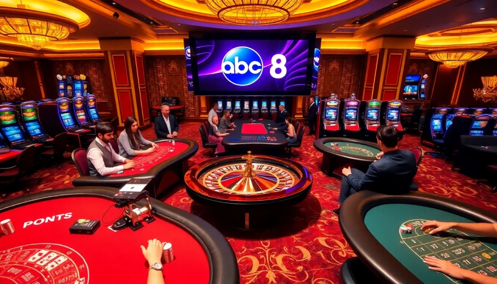 Players enjoying high-stakes games at ABC 8 casino, showcasing excitement and luxury.