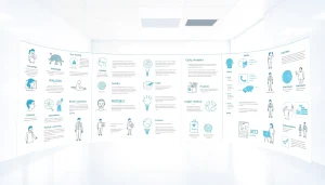 Krankheiten Informationen über verschiedene Symptome visuell dargestellt.