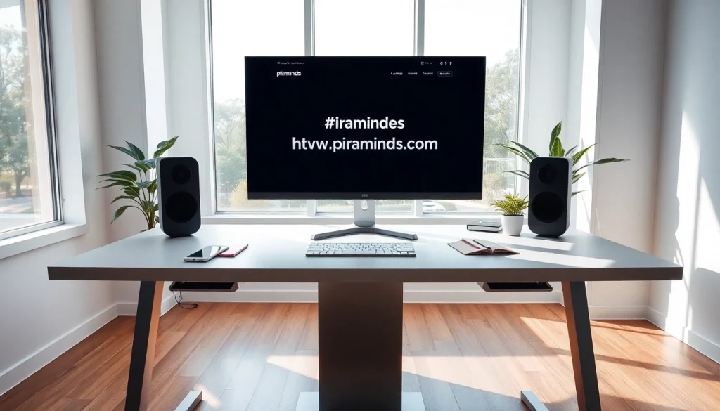 Besuche https://piraminds.com/ in einem modernen Arbeitsumfeld mit einem eleganten Schreibtisch und Technik.