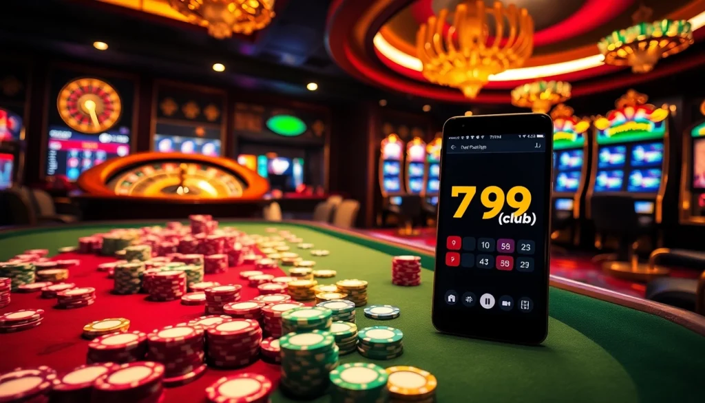 Experience the thrill of winning at 789club with vibrant casino gaming visuals featuring poker chips and roulette.